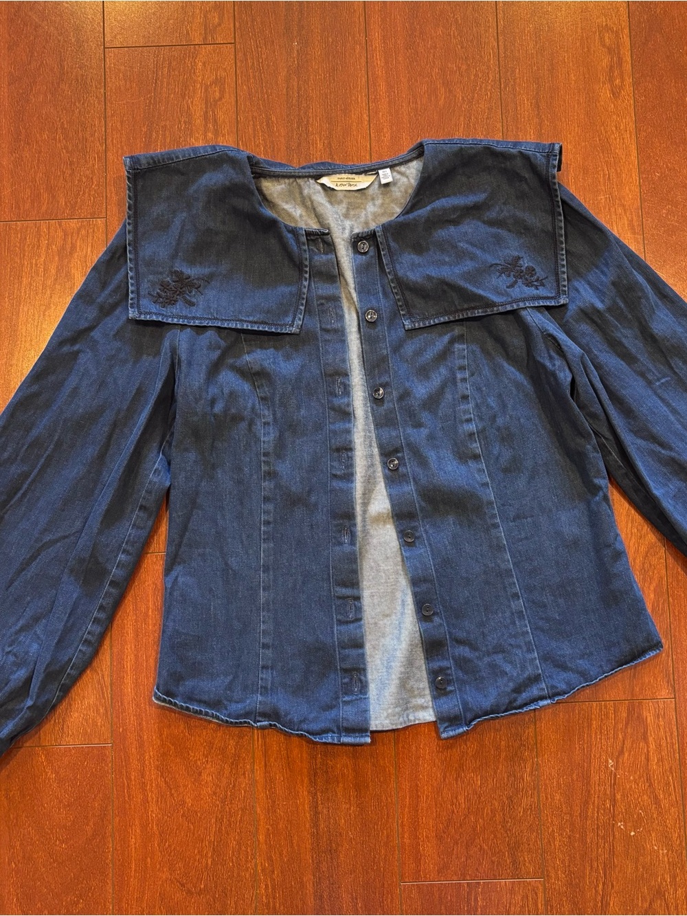 & Other Stories denim embroidered collared button up - Picture 3 of 9